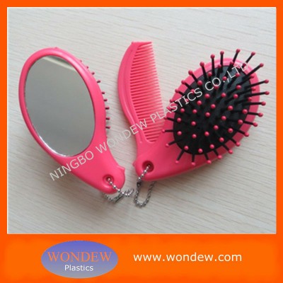 Brush comb with mirror compact pocket size for purse bag