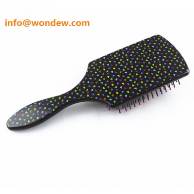 Black paddle cushion massage hair  brush with water transfer