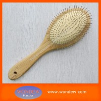 Bamboo massage hair brush with metal teeth big size