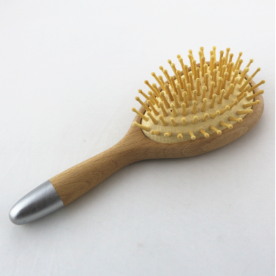 Oval shape high quality beech wooden massage hair brush