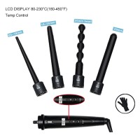 LCD Display Hair Curling Iron Suite Combination Interchangeable Hair Curler 6 in 1 Curling Wand Set with 6 Interchangeable Hair